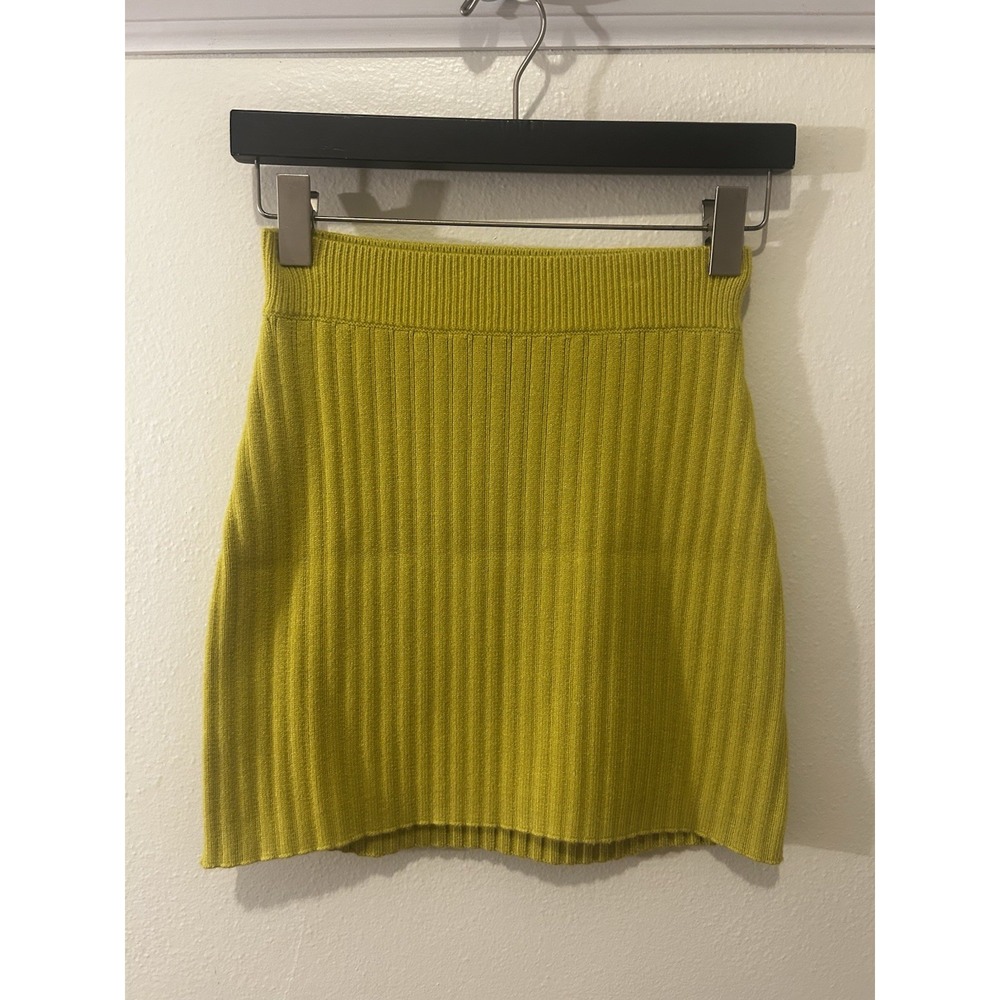 Free People Eliza Mini Skirt Sweater Set, size XS, color Chartreuse‎ NWT - Picture 7 of 12